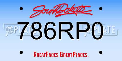 786RP0 South Dakota License Plate