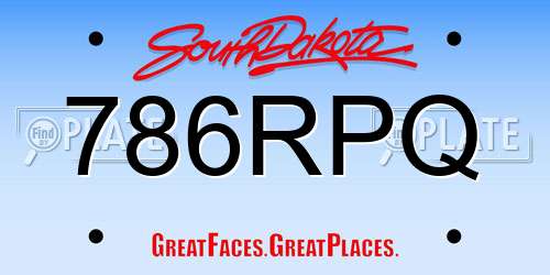 786RPQ South Dakota License Plate