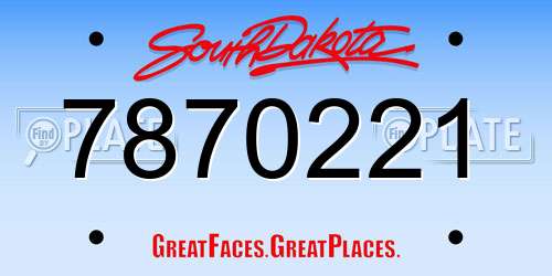 7870221 South Dakota License Plate