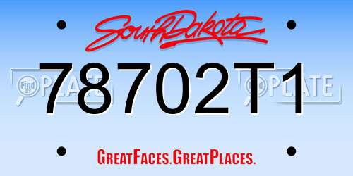 78702T1 South Dakota License Plate