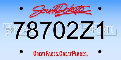 78702Z1 South Dakota License Plate