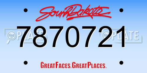 7870721 South Dakota License Plate
