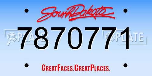 7870771 South Dakota License Plate