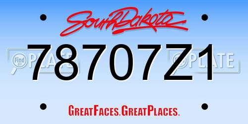 78707Z1 South Dakota License Plate