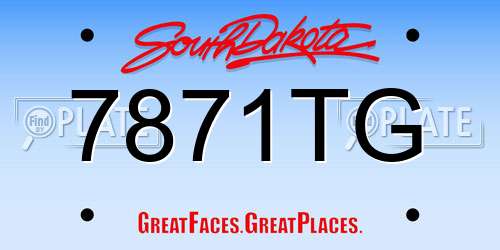 7871TG South Dakota License Plate