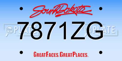 7871ZG South Dakota License Plate