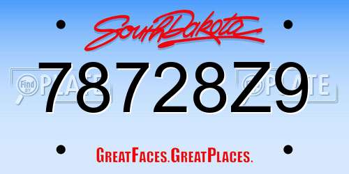 78728Z9 South Dakota License Plate