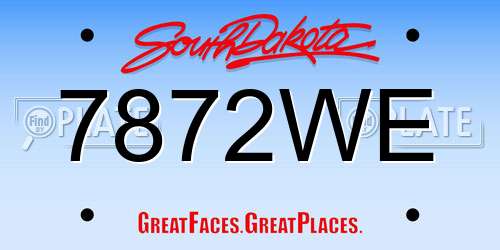 7872WE South Dakota License Plate