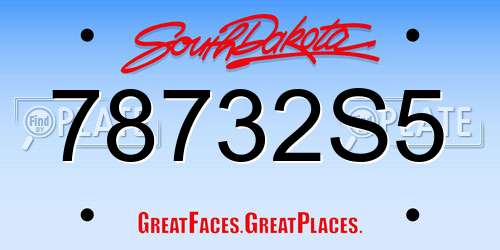 78732S5 South Dakota License Plate
