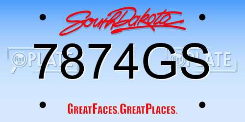 7874GS South Dakota License Plate