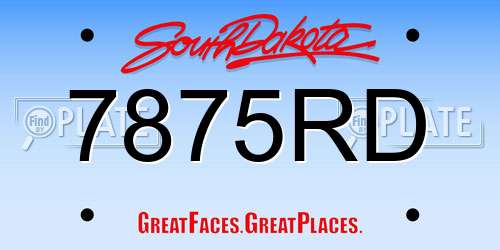 7875RD South Dakota License Plate
