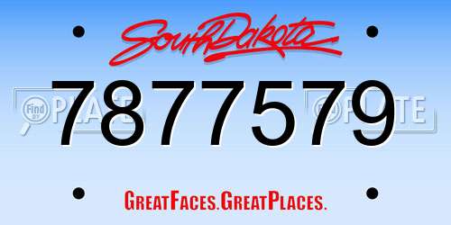 7877579 South Dakota License Plate