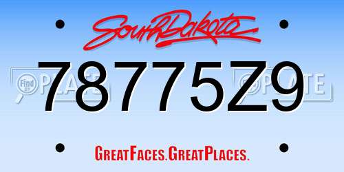 78775Z9 South Dakota License Plate
