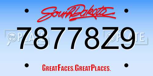78778Z9 South Dakota License Plate