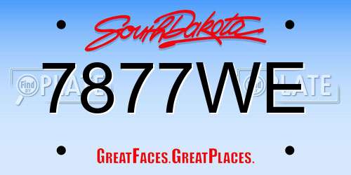 7877WE South Dakota License Plate