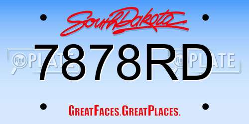 7878RD South Dakota License Plate