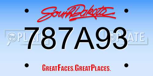 787A93 South Dakota License Plate