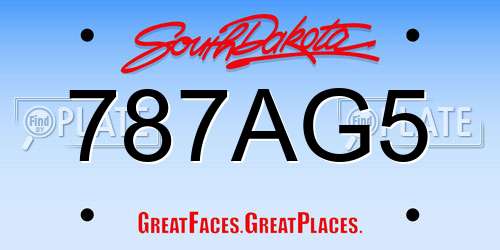 787AG5 South Dakota License Plate