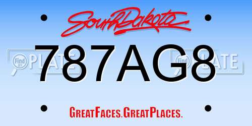 787AG8 South Dakota License Plate