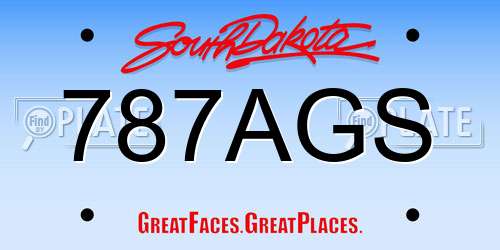 787AGS South Dakota License Plate