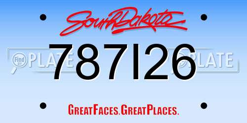 787I26 South Dakota License Plate