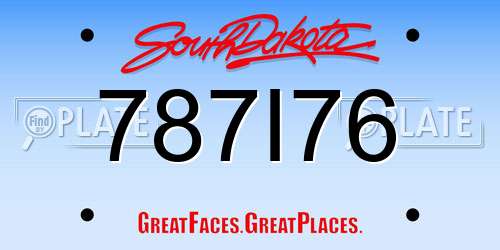 787I76 South Dakota License Plate