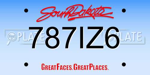 787IZ6 South Dakota License Plate