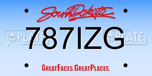 787IZG South Dakota License Plate