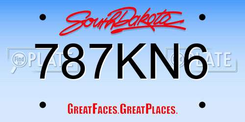 787KN6 South Dakota License Plate