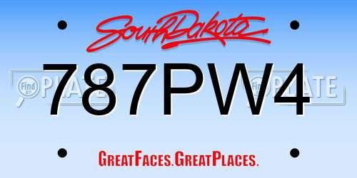 787PW4 South Dakota License Plate