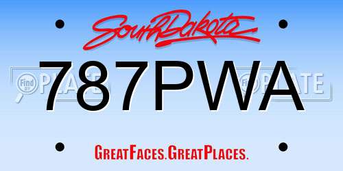 787PWA South Dakota License Plate