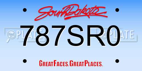 787SR0 South Dakota License Plate