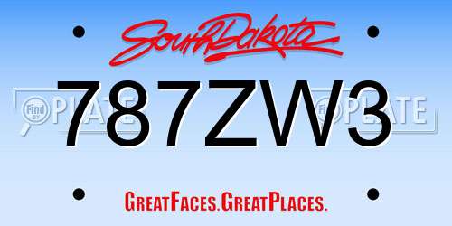 787ZW3 South Dakota License Plate