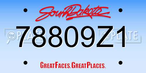 78809Z1 South Dakota License Plate