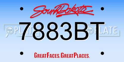 7883BT South Dakota License Plate