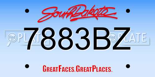 7883BZ South Dakota License Plate