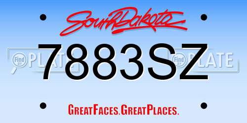 7883SZ South Dakota License Plate