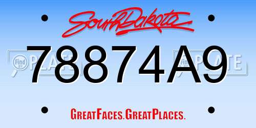 78874A9 South Dakota License Plate