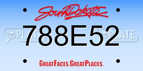 788E52 South Dakota License Plate