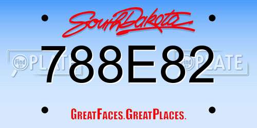 788E82 South Dakota License Plate