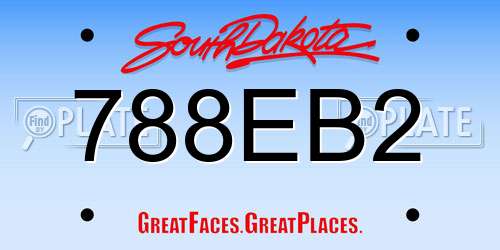 788EB2 South Dakota License Plate