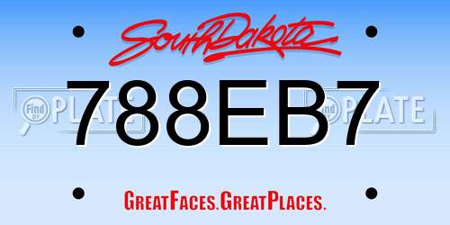 788EB7 South Dakota License Plate