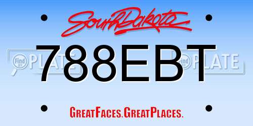 788EBT South Dakota License Plate