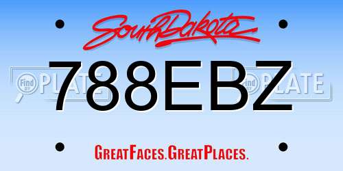 788EBZ South Dakota License Plate