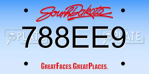 788EE9 South Dakota License Plate