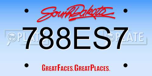788ES7 South Dakota License Plate