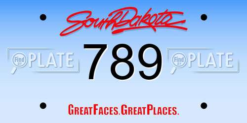 789 South Dakota License Plate