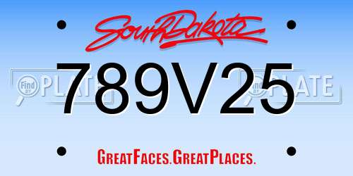 789V25 South Dakota License Plate