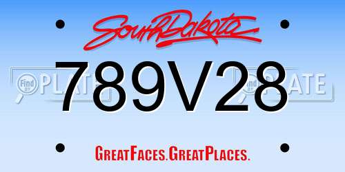 789V28 South Dakota License Plate
