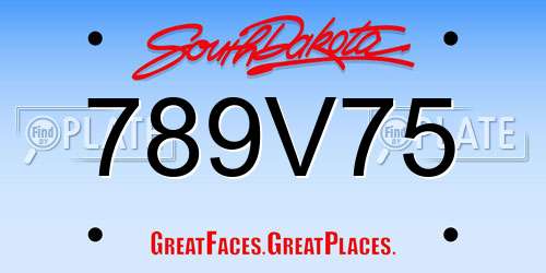 789V75 South Dakota License Plate